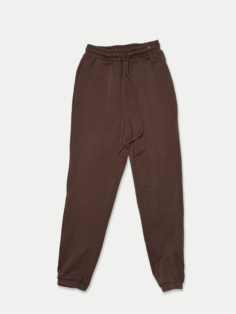 MESHKI Brown Sweatpants XS High Rise Drawstring Joggers Embroidered Logo